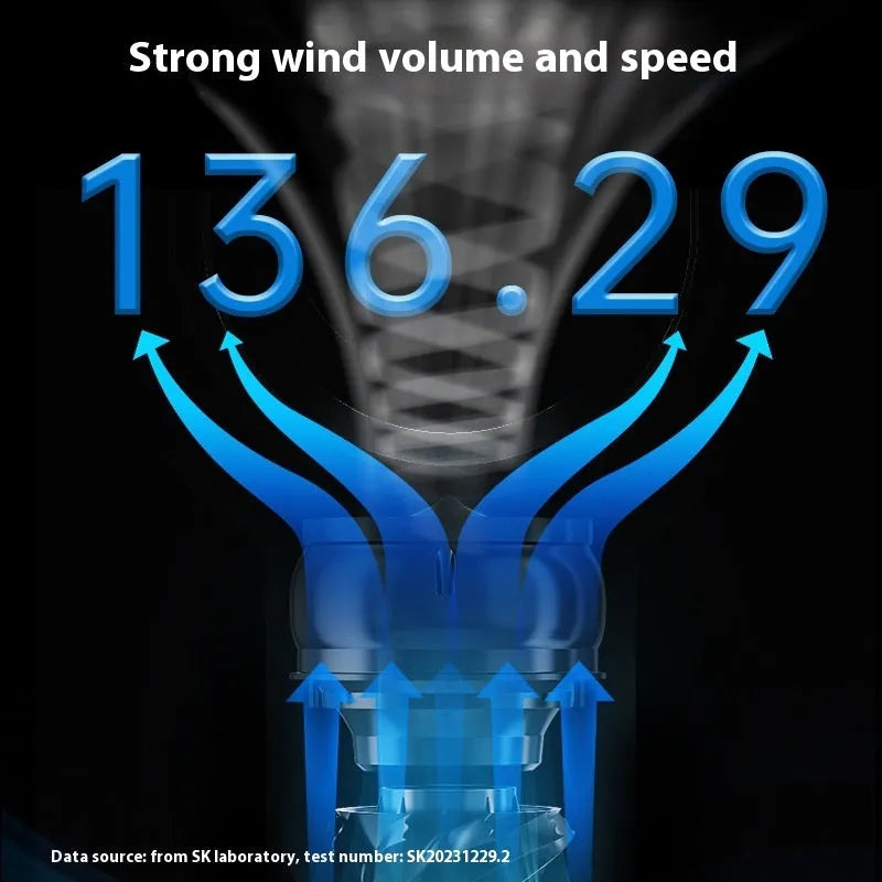 White bladeless tower floor fan with USB port and touch screen controls on a sleek column.