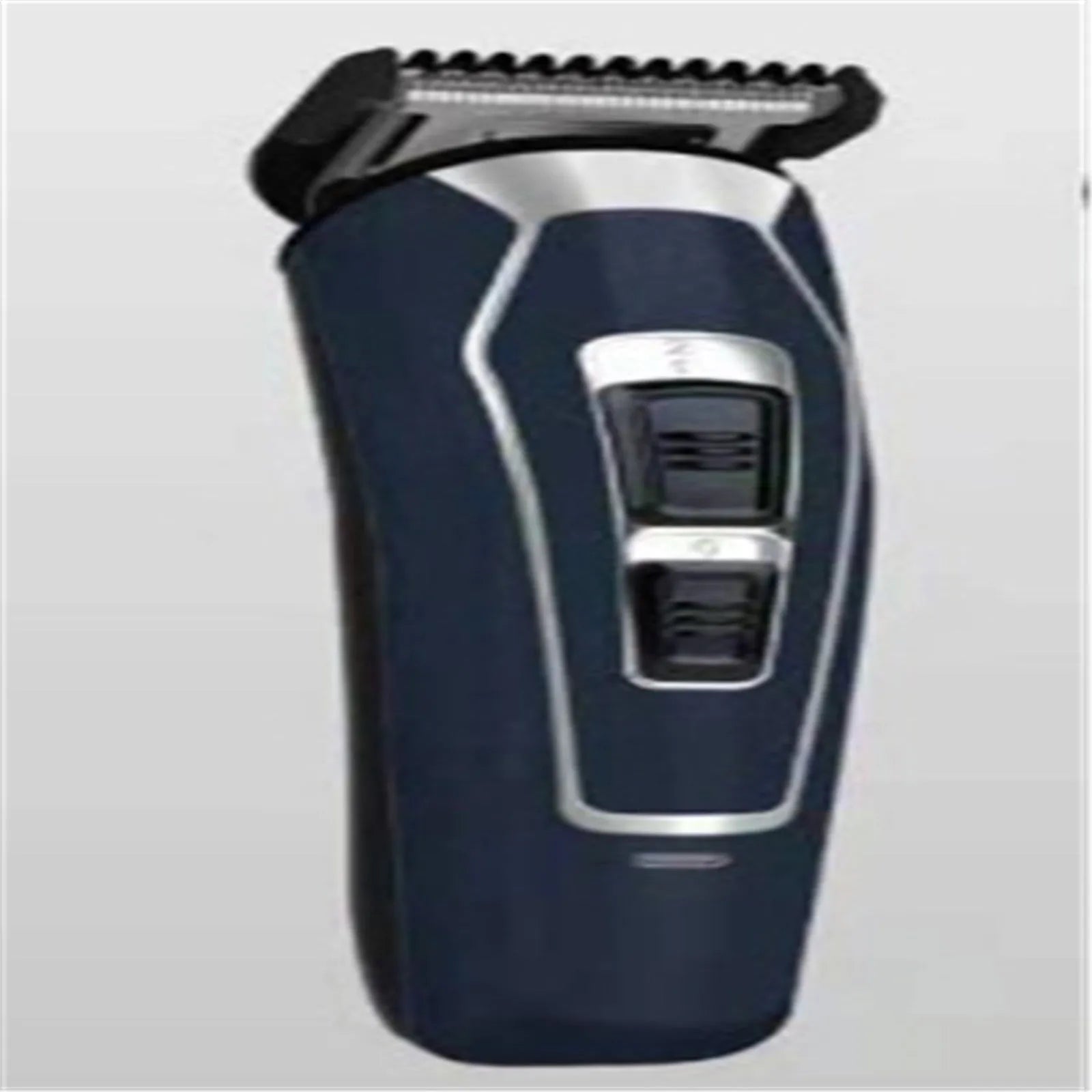 Dark blue rechargeable cordless hair clipper on a white background