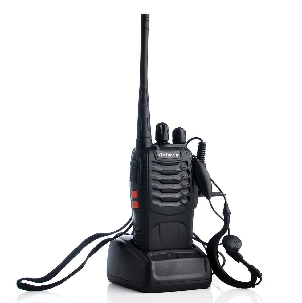 Black civil walkie talkie with antenna, 60x33x115mm dimensions, single band UHF 400-470MHz