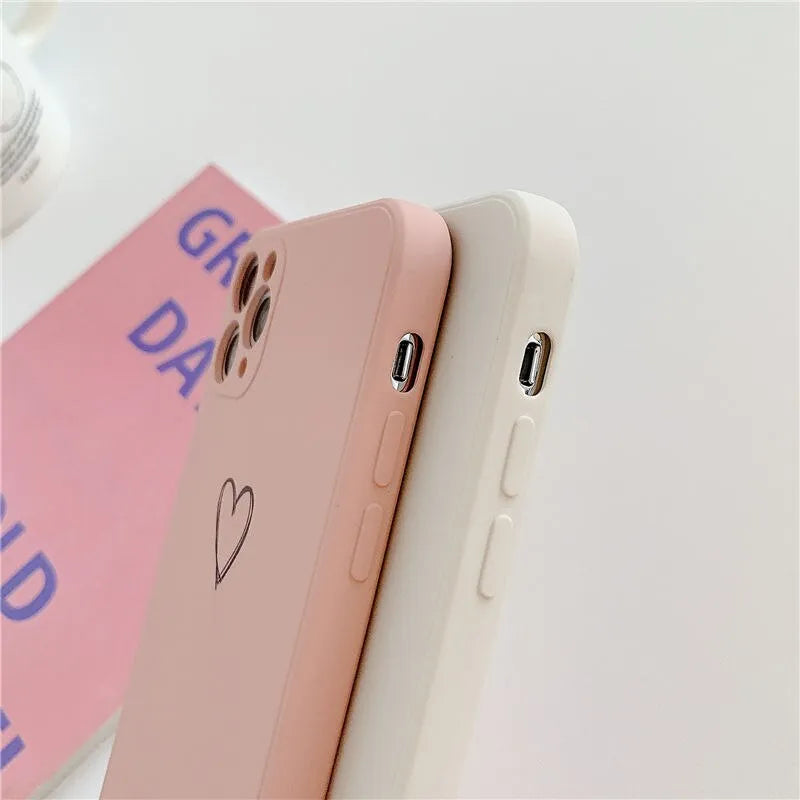 Silicone TPU phone case for Apple iPhone in solid colour options: black, green, grey, light green, pink, purple, red, white.