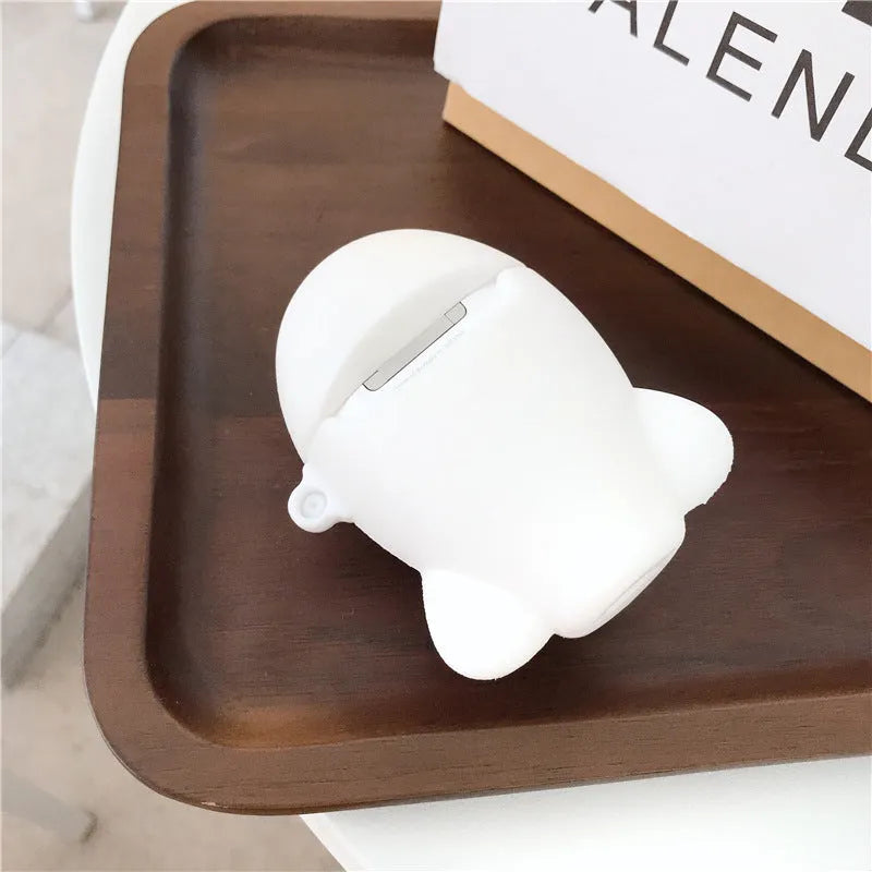 Cartoon airplane headset design silicone case for Apple AirPods 1 and 2 with hook attachment