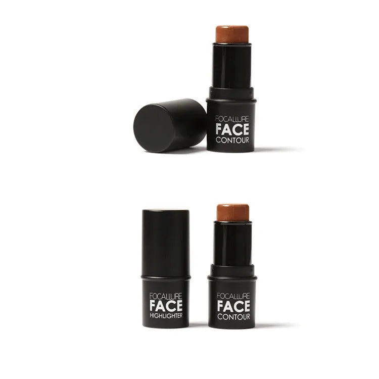 Face contour highlighter cream pot with four shade options A, B, C, D for cheekbone highlighting