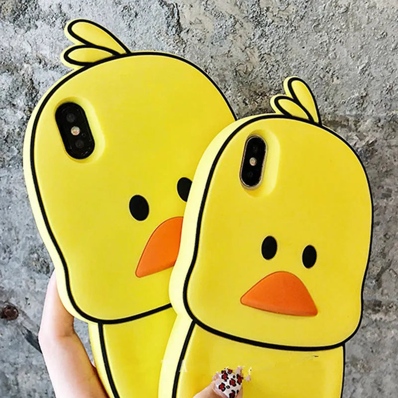 Green silicone iPhone case with animal cartoon design showing back view