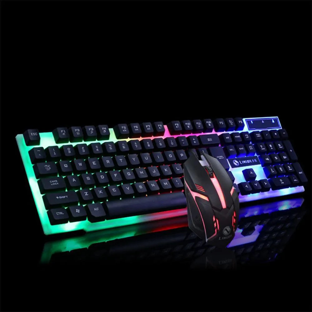 GTX300 wired USB gaming keyboard and mouse set in black or white with colour backlit keys