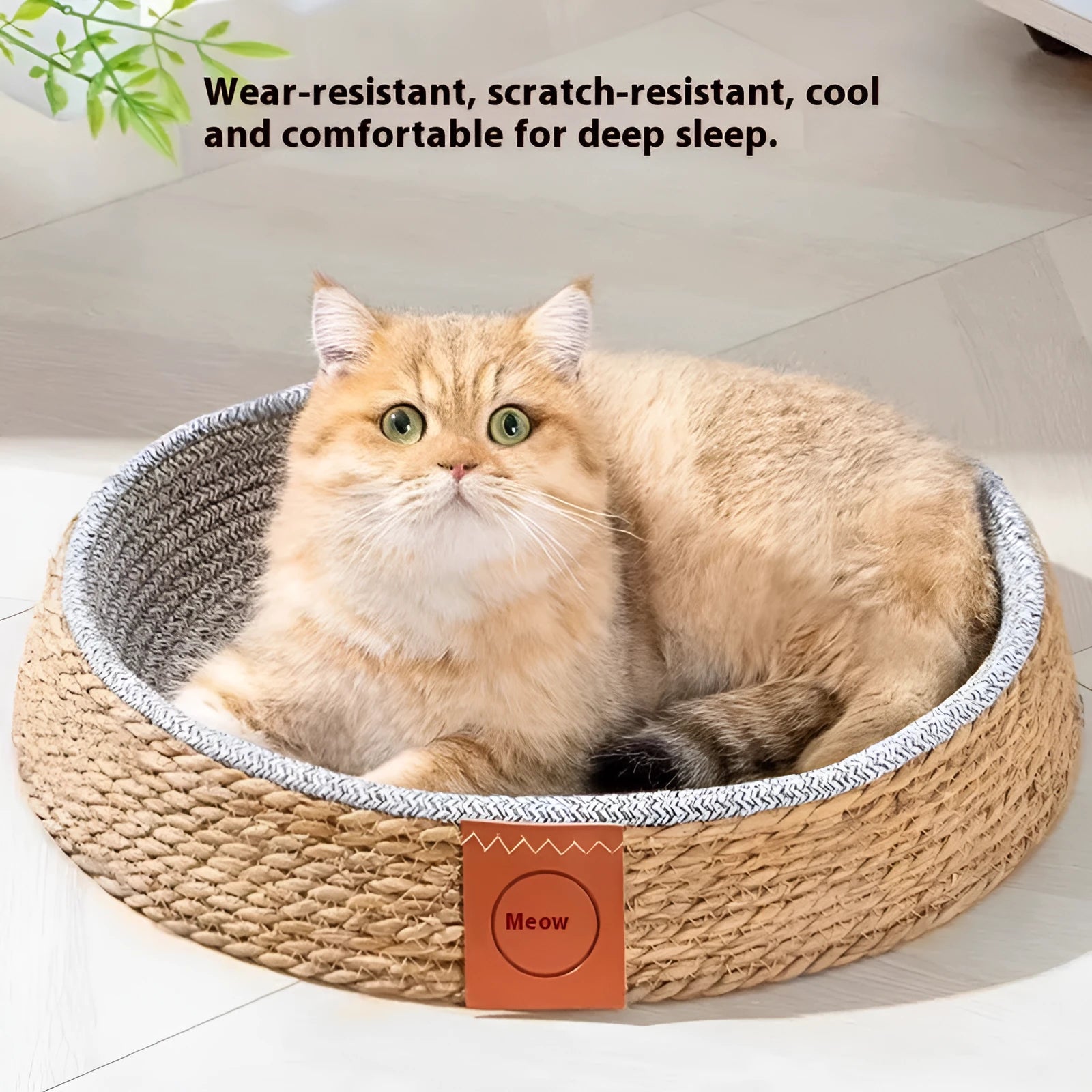Rattan woven cat nest bed for pets in four sizes S M L XL