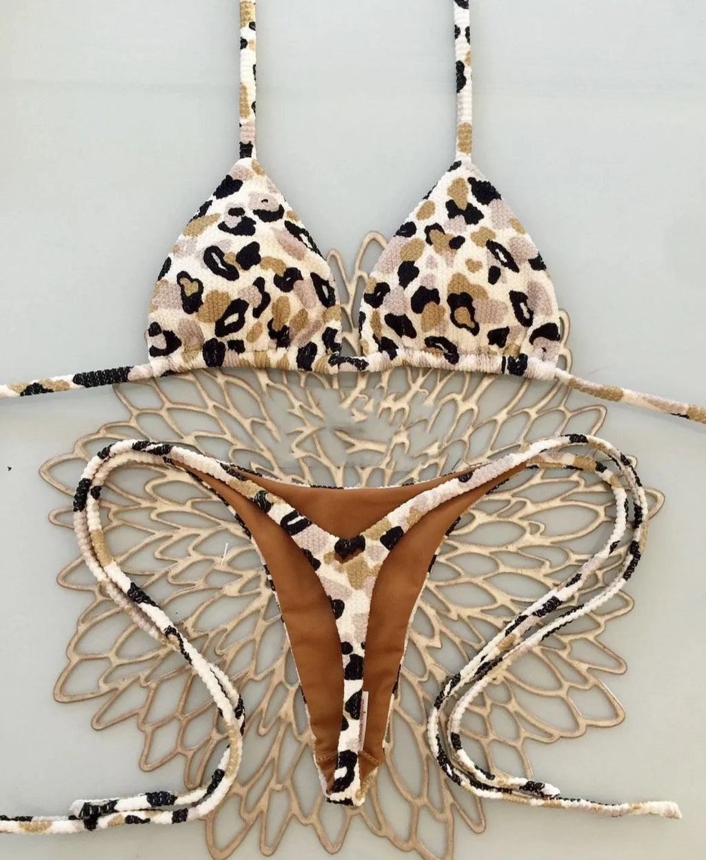 Women's printed bikini swimsuit in quick-drying nylon with cotton lining, briefs style for swimming sports