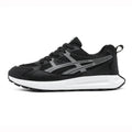 Casual popcorn sole sneaker with breathable KPU mesh upper, non-slip, in white, black, and light gray, sizes 39-46