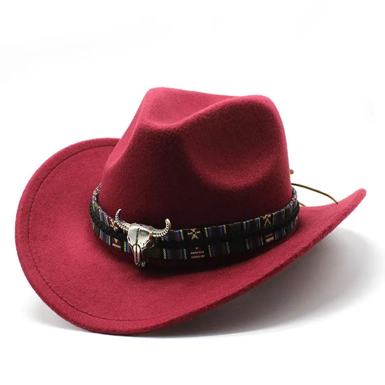 Western cowboy hat with bell crown style in polyester fabric, M size 56-58cm
