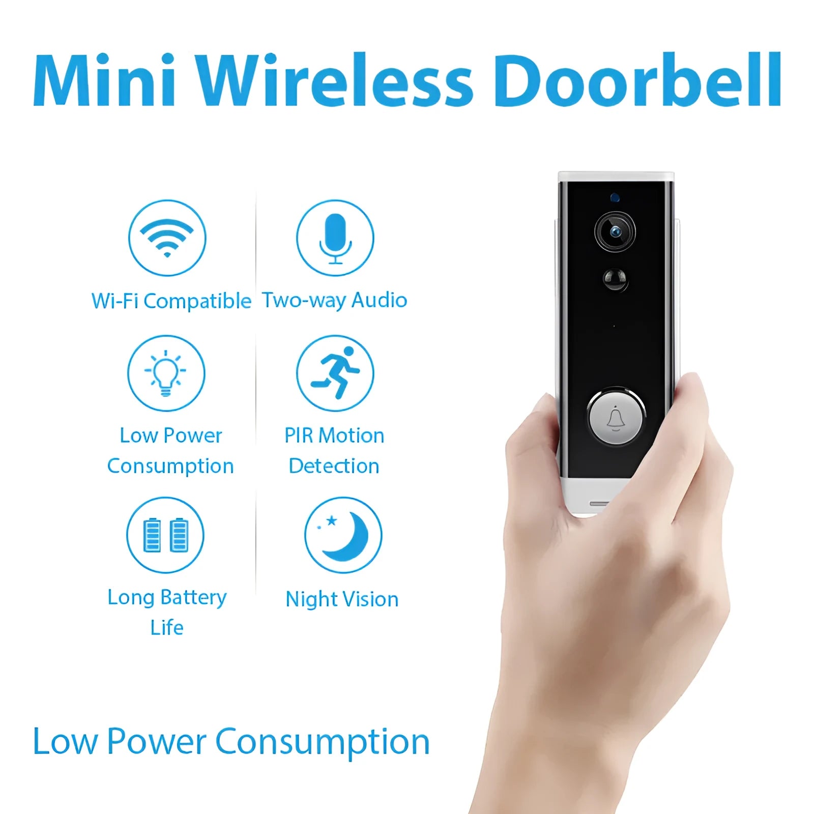 White wall-mounted network camera with 1080p resolution for mobile phone remote monitoring and intercom