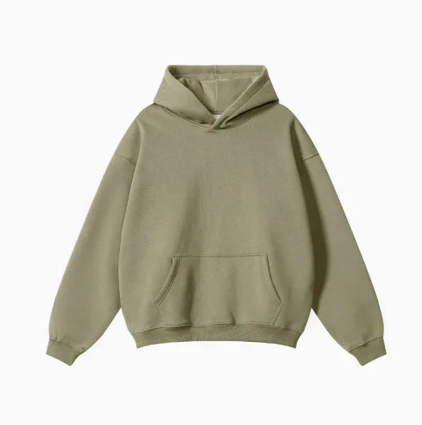 450g terry cotton men's hooded sweater in loose fit with drop-shoulder sleeves