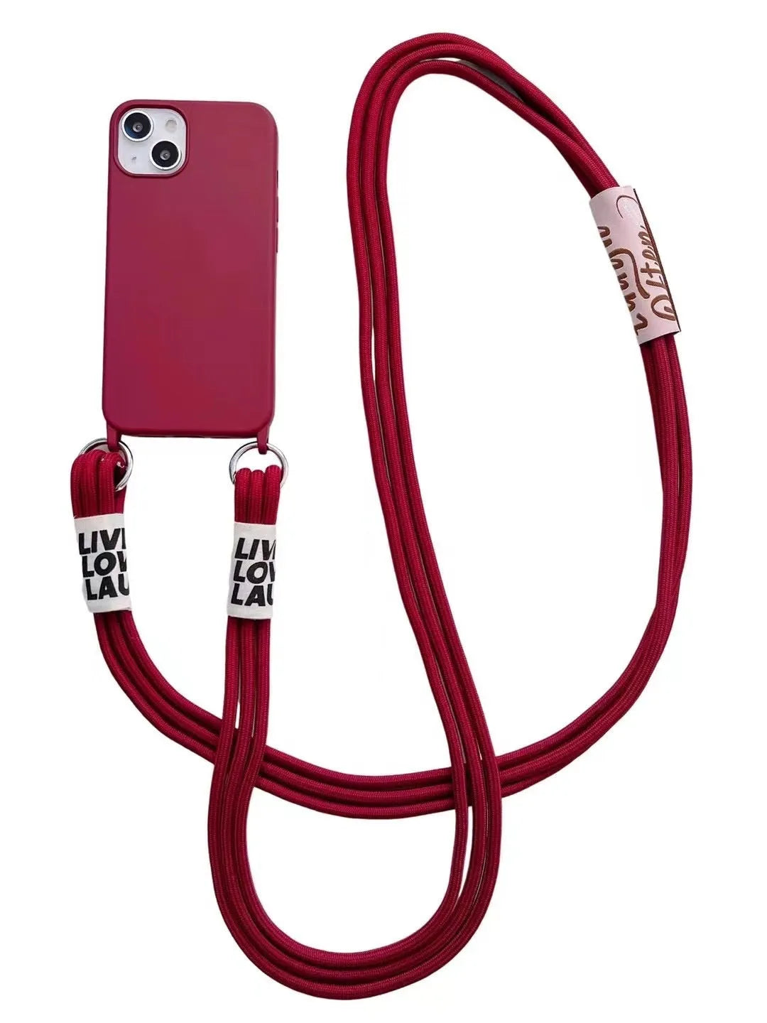 Diagonal lanyard silicone phone case in brown with grey strap for iPhone models