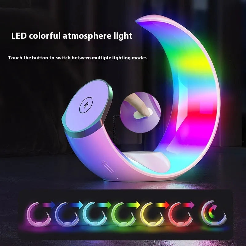 White 4-in-1 wireless ambience light and night lamp charger with QC3.0 Type-C output