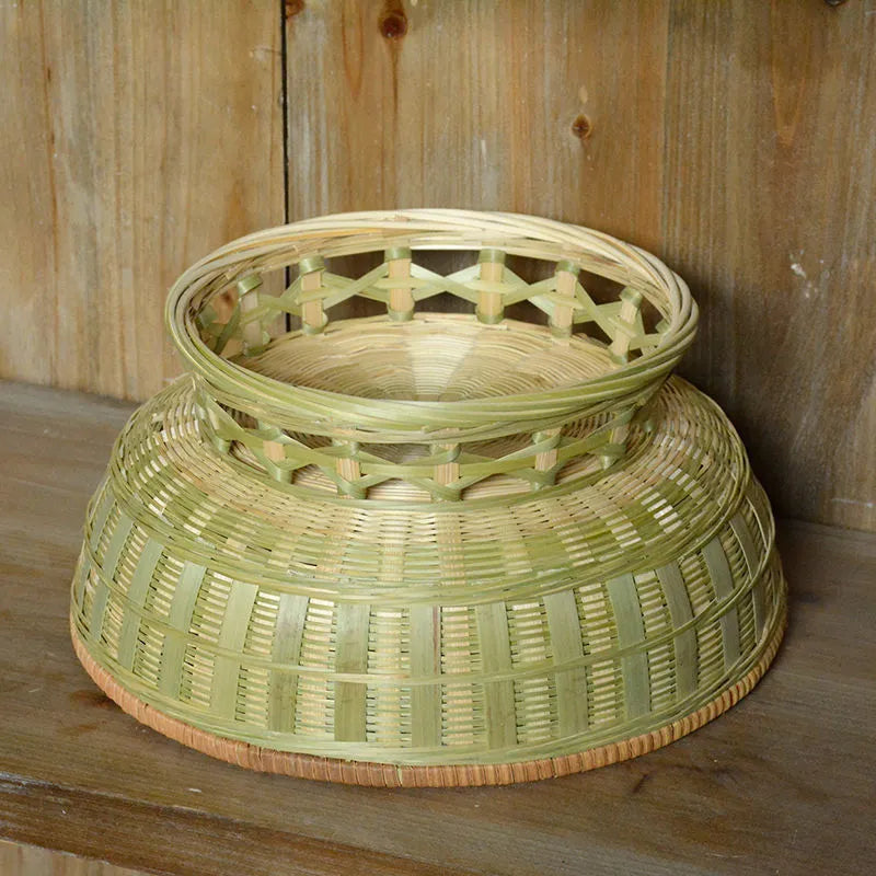 Handmade natural bamboo storage basket in three sizes for household organisation