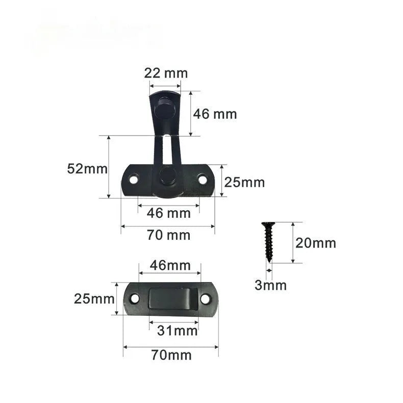 Warehouse sliding door lock with 90-degree hasp in black carbon steel construction