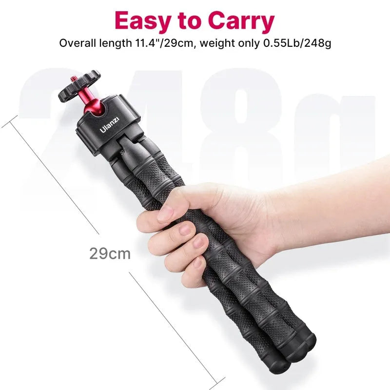 Aluminium tripod kit with extendable legs and mobile phone holder for photography and vlogging