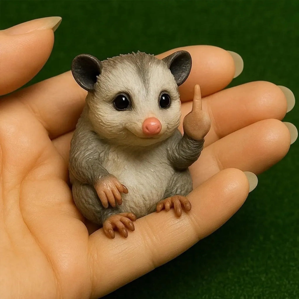 Resin animal middle finger doll in cat, dog, elephant, frog, Highland cattle, mouse, or turtle style.