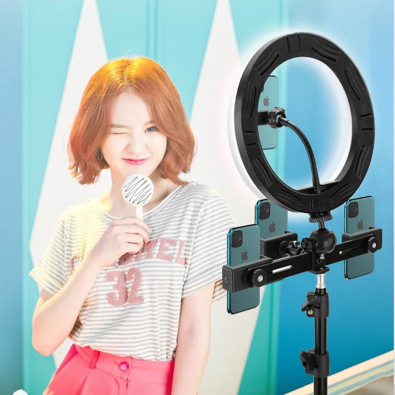 10-inch rotatable ring selfie light on 19cm metal bracket for smartphone photography