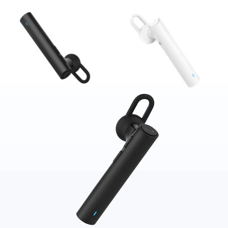 Compact wireless Bluetooth headset in Black, 5.6 cm long, with earpiece and charging port visible