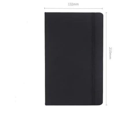 A5 tactile PU hardcover notebook in black with adhesive binding and 100gsm white paper