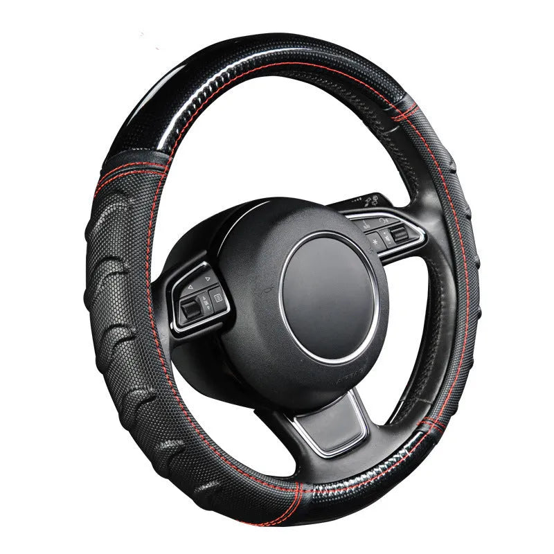 Willow leaf massage non-slip PU leather car steering wheel cover in photo colour, universal M size for 38cm wheels