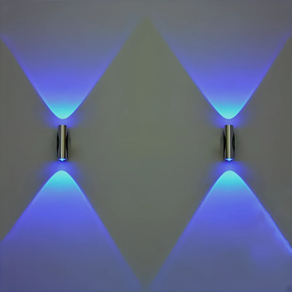 LED double head wall light with aluminium shade in steel colour for corridor installation