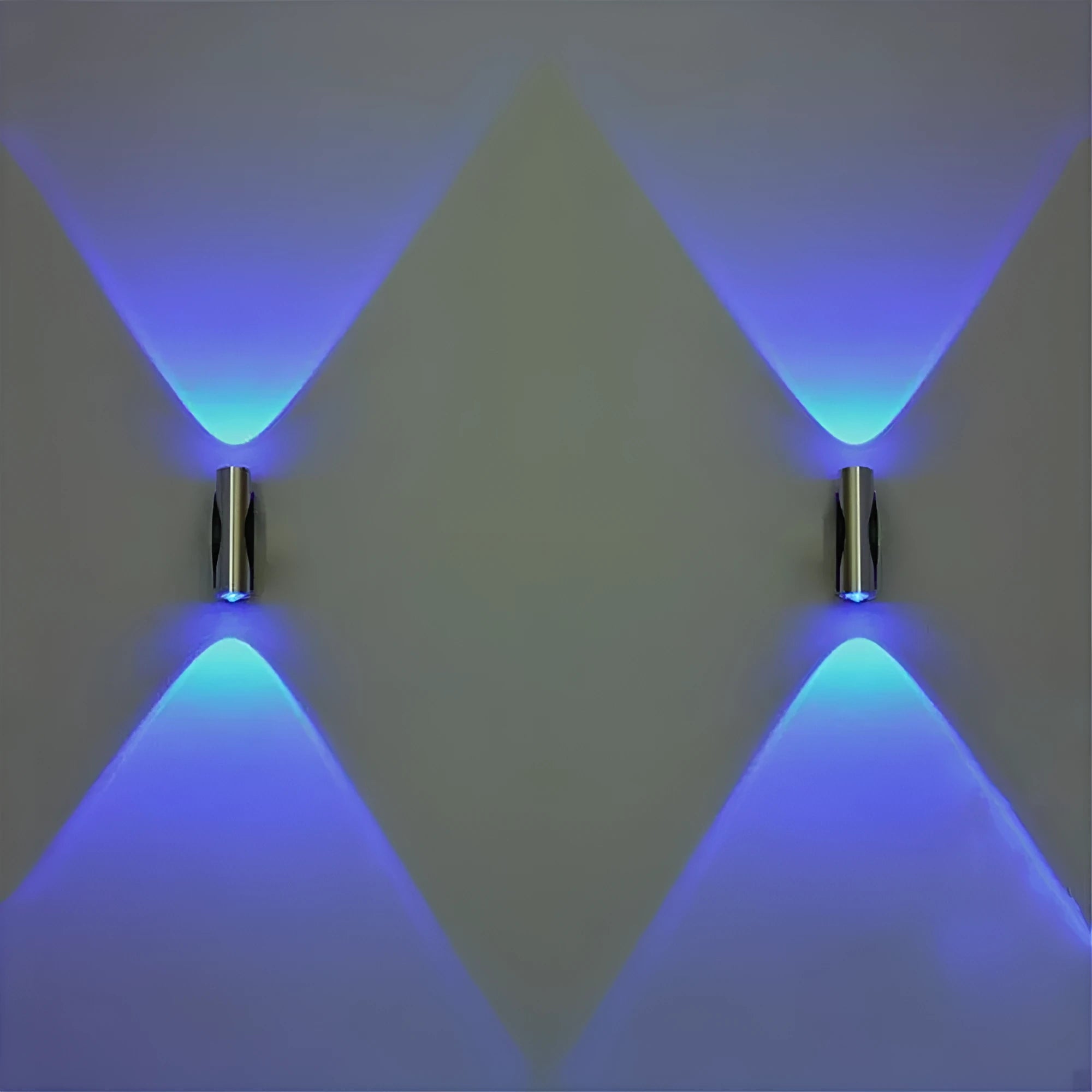 LED double head wall light with aluminium shade in steel colour for corridor installation