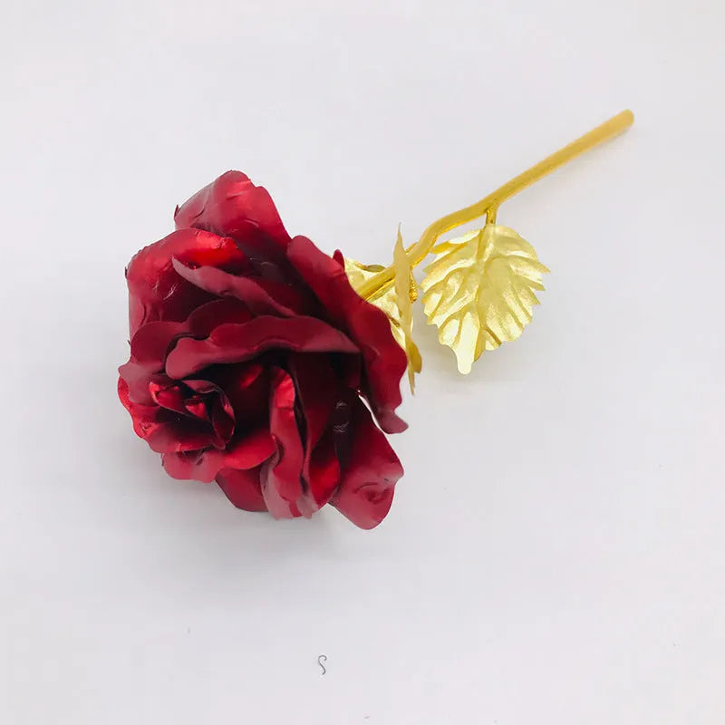 24K luminous colour gold rose flower set in gift box with tote bag