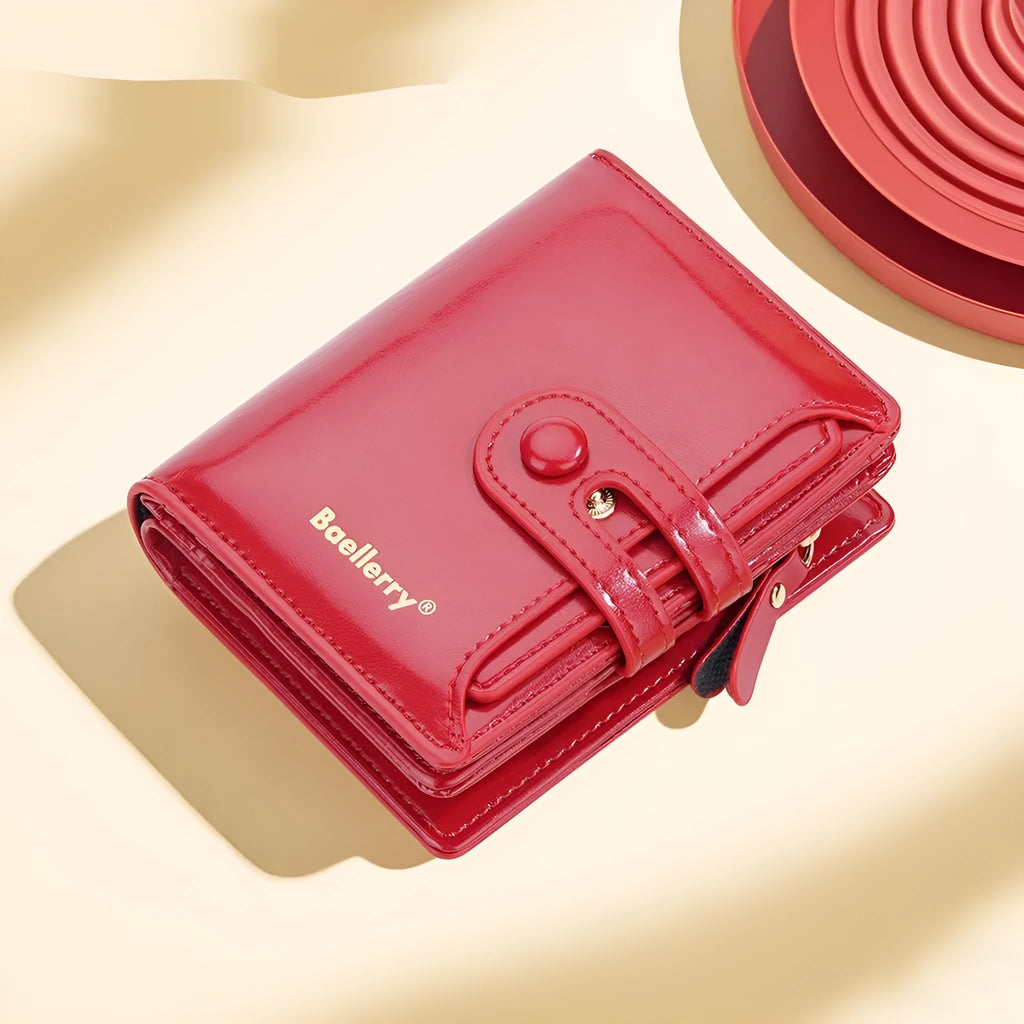 Slim women's PU leather card holder wallet shown in multiple colour options on a flat surface.
