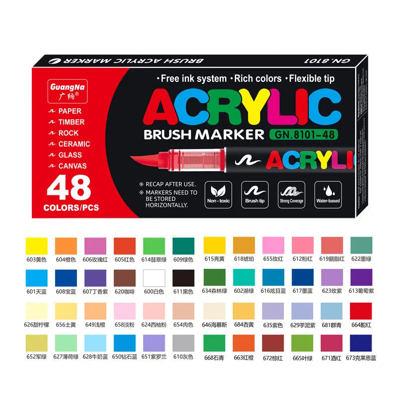 Set of acrylic marker pens in multiple colours for art painting and graffiti projects