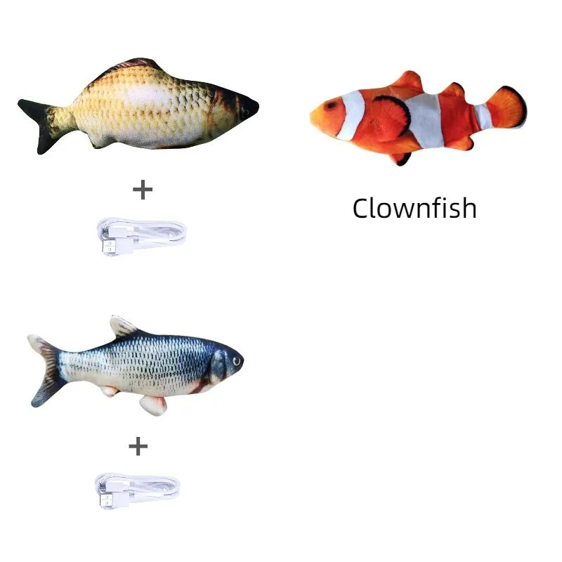 30cm long multicolour electric jumping fish simulation cat toy with USB cable