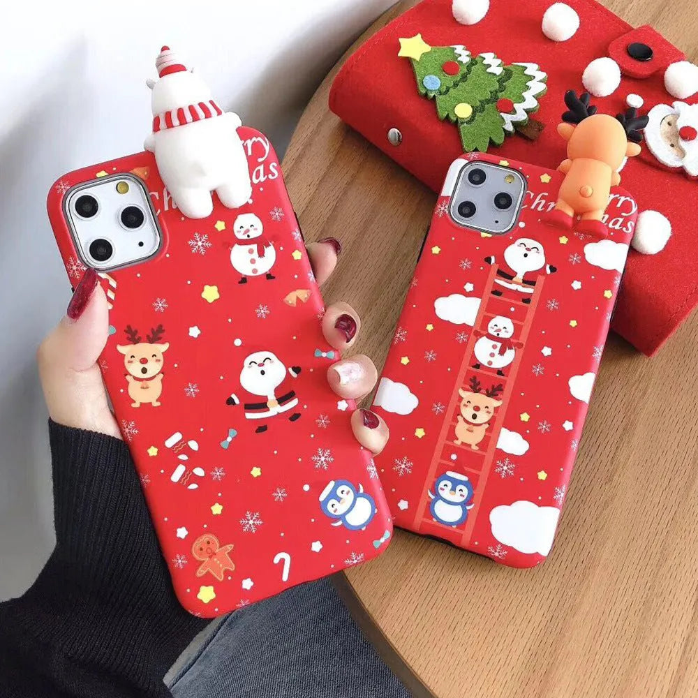 Silicone Christmas back cover case for iPhone in assorted festive colours.