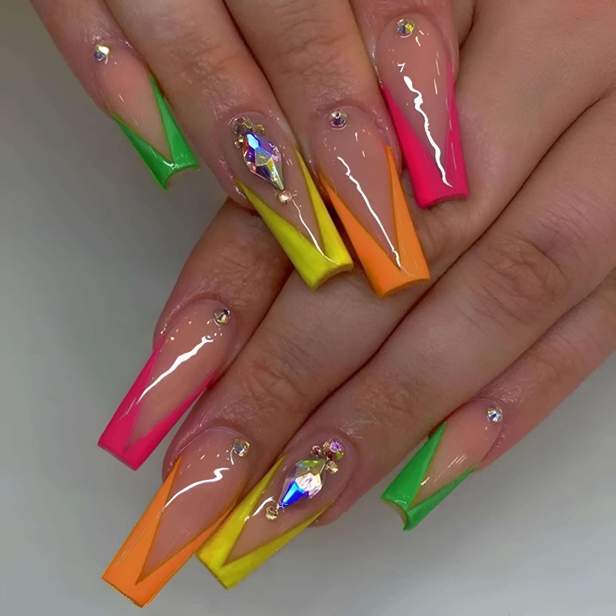 Diamond colour detachable nail tips with cartoon love cross heart design and jelly glue kit