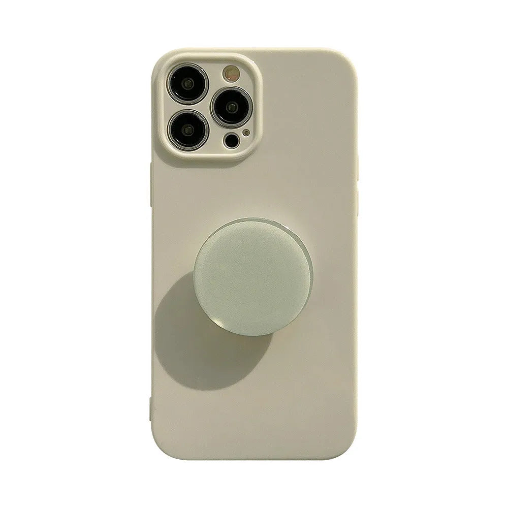Solid colour TPU bracket phone case for iPhone with detachable kickstand, showing a back view with bracket attached