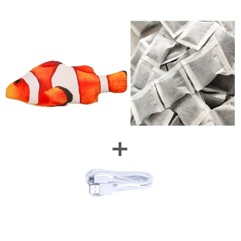 30cm long multicolour electric jumping fish simulation cat toy with USB cable