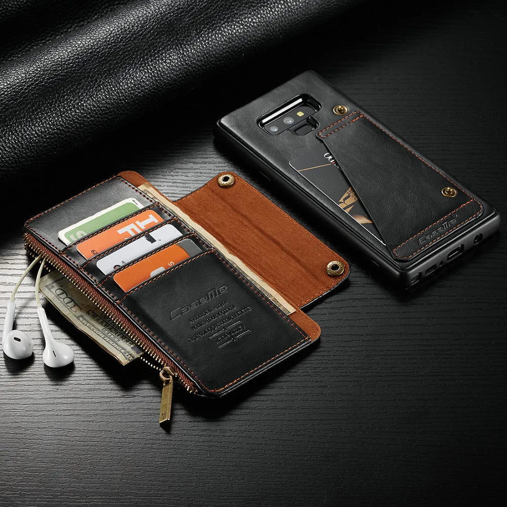 Black PU leather flip phone case for Samsung Note9 showing front cover closed.