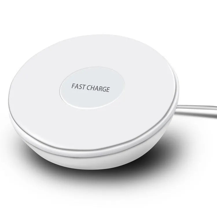 White 10W QI wireless charger with clock display and control buttons