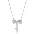 Silver bow pendant necklace on adjustable 40-45cm chain with O-ring closure