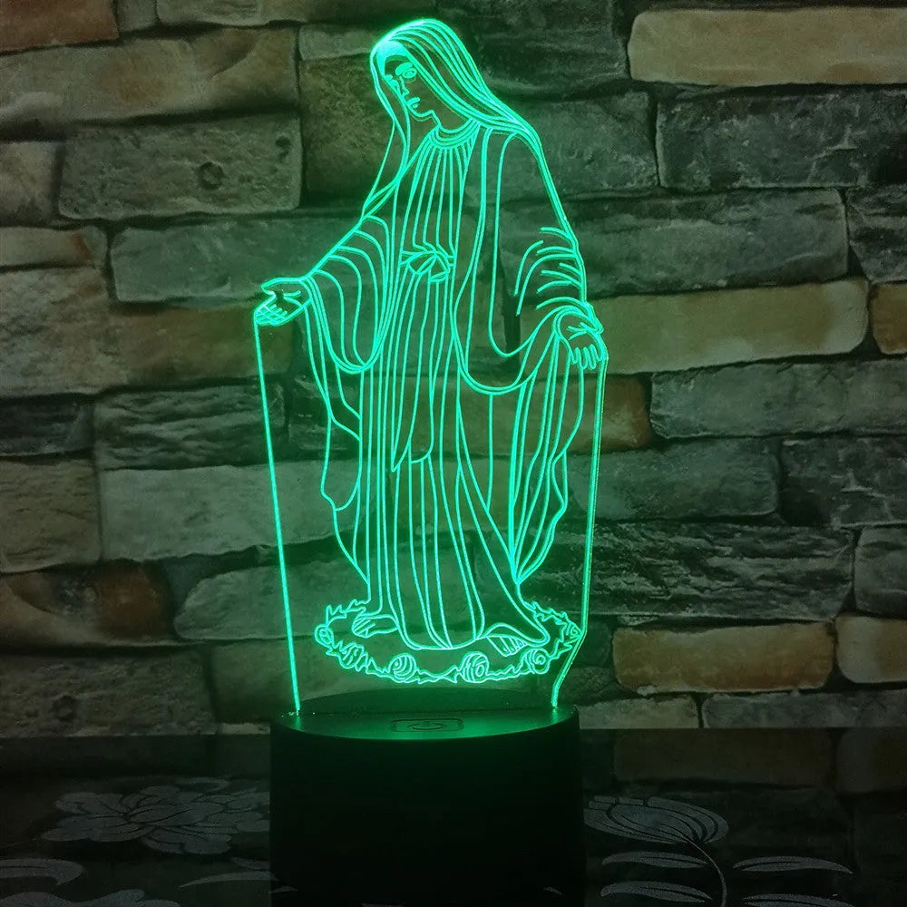3D stereoscopic dual-ring LED night light with colour changing effects on an ABS base.