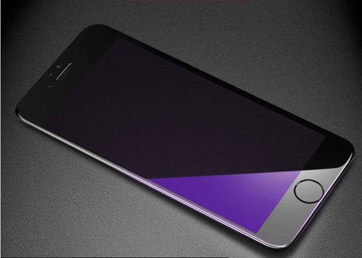 iPhone tempered glass screen protector with black carbon fibre soft edge and anti-fingerprint coating