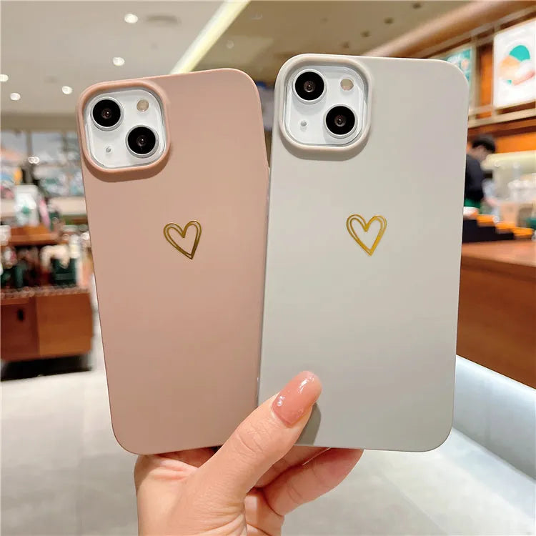 Soft brown silicone iPhone case with a simple hot-stamped Love cartoon design.