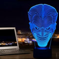 USB-powered 3D acrylic LED lamp showing colourful gradient illumination on a desk.