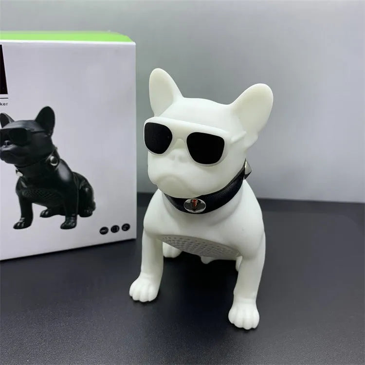 Mini bulldog-shaped Bluetooth speaker in black colour showing full body design
