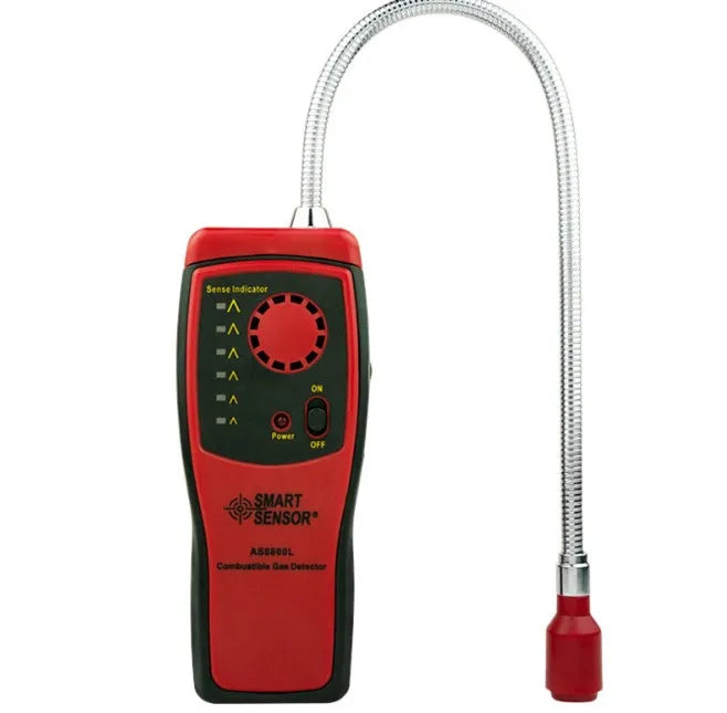 AS8800L portable flammable gas detector measuring 160x66x31mm with LED display