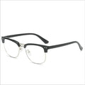 TR90 anti-blue light glasses, unisex vintage full frame, bright black colour option, non-prescription blue-light filtering lenses on a plain background