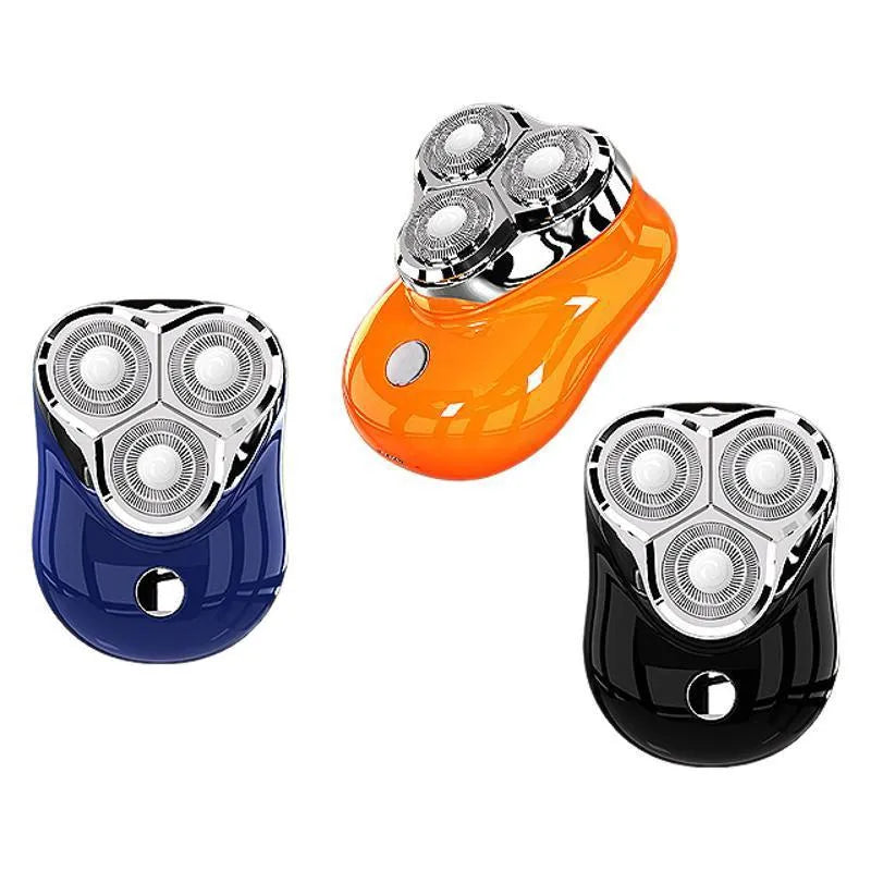 Electric magnetic suction floating three-blade shaver in piano black with removable cutter head
