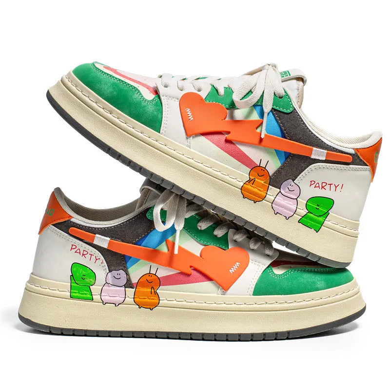 Lace-up casual sneakers in youth fashion style with wear-resistant soles