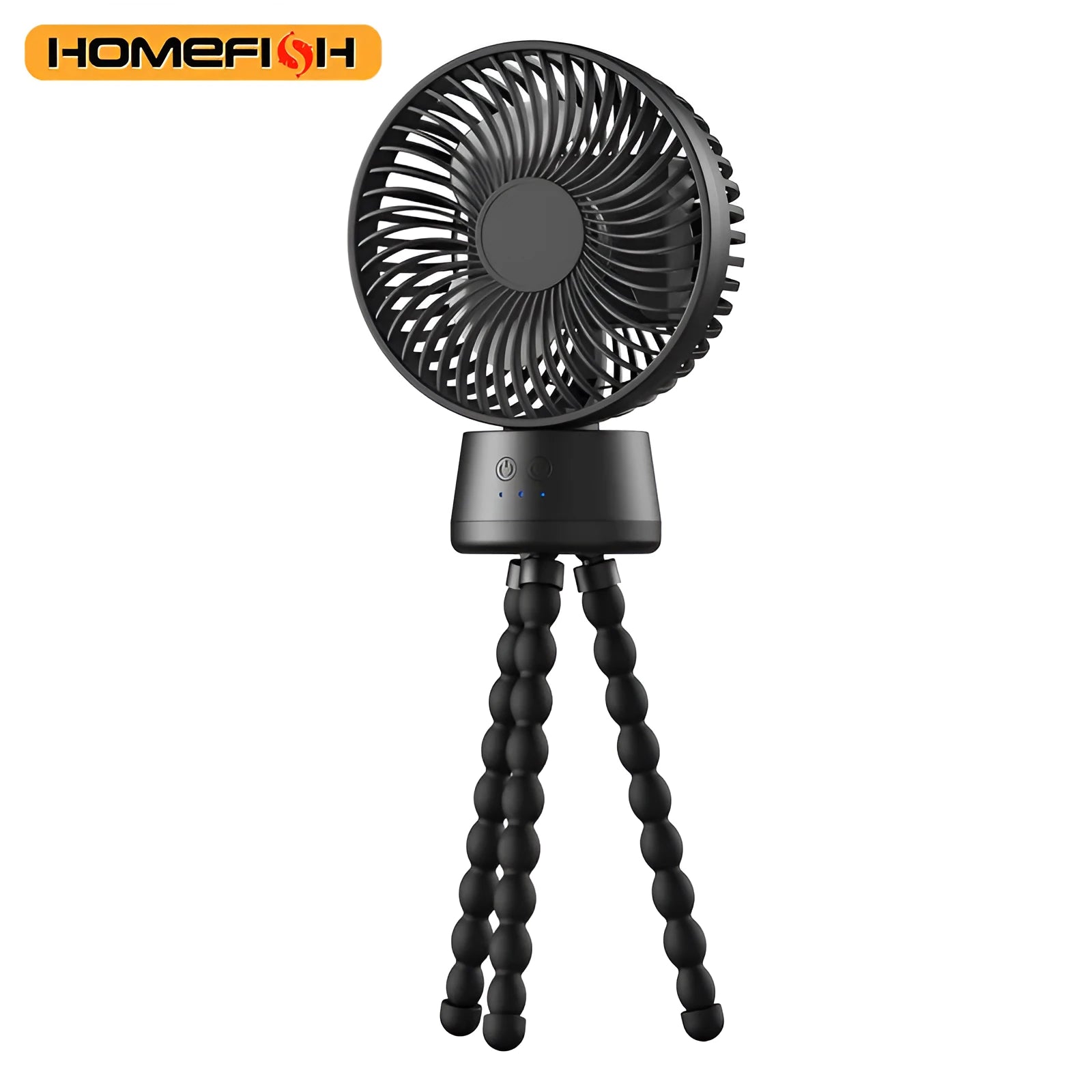 HOMEFISH F2 automatic shake head fan with LED light on a removable bracket