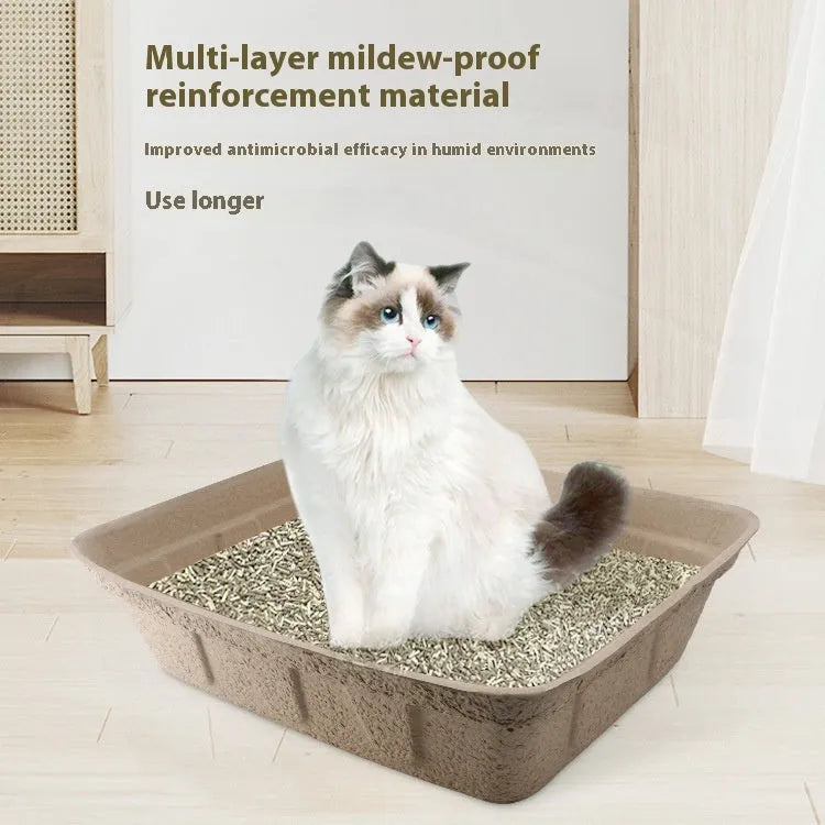 Brown disposable waterproof cat litter box with environmentally friendly degradable material
