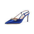 French style evening dress high heels rhinestone closed toe satin sandals stiletto heels for women