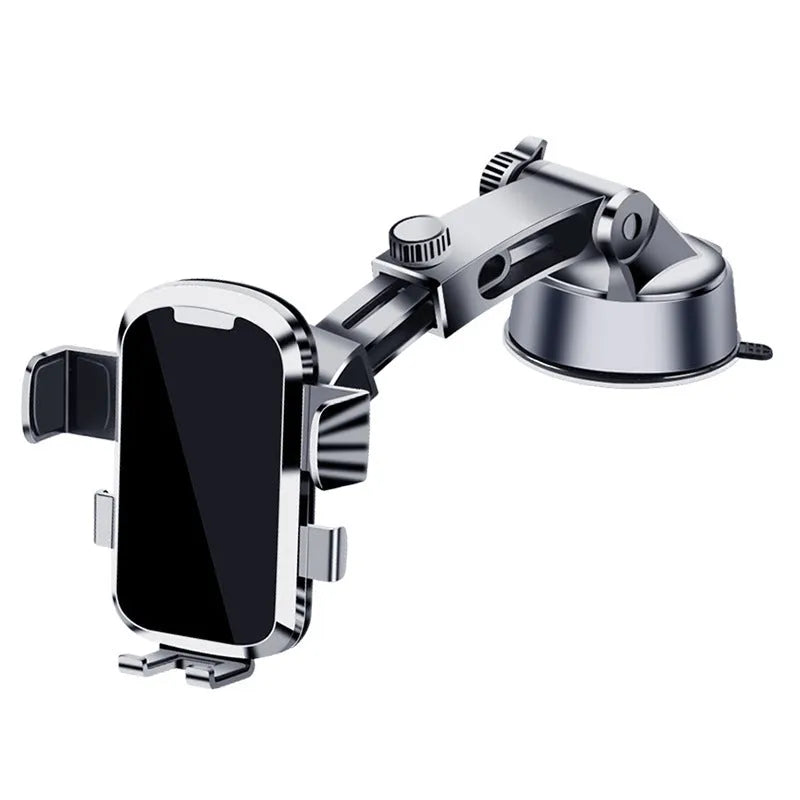 Retractable suction cup car phone holder with telescopic arm for dashboard windscreen hands-free use